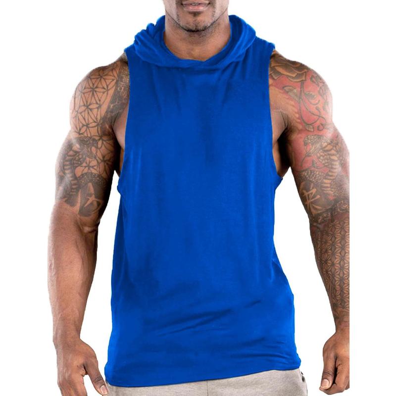 Men's Workout Hooded Tank Tops Sports Training Sleeveless Gym Hoodies Fitness Bodybuilding Cut Off Muscle Shirts