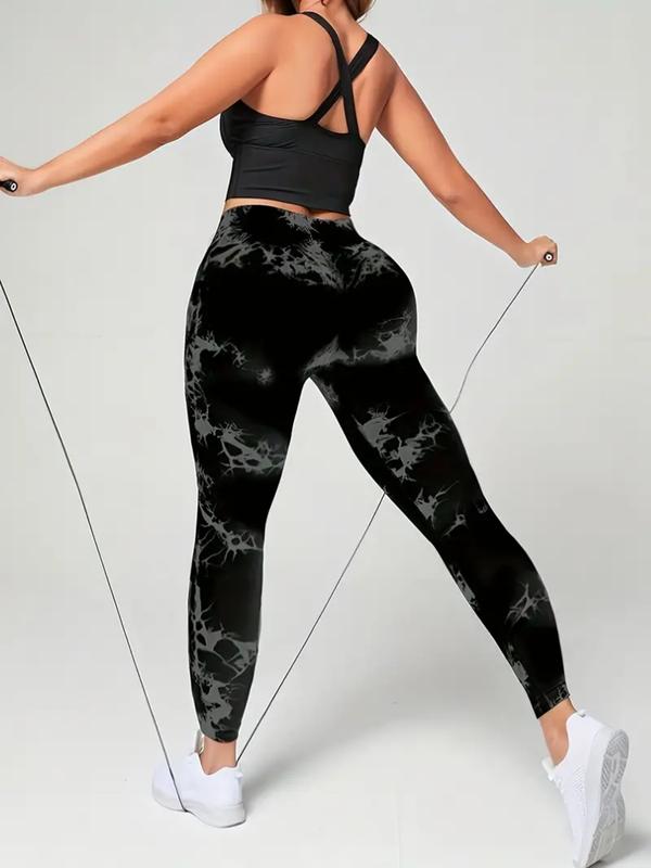 3 Pack Black, Grey & Green Tie Dye Print High Waisted Workout Women Leggings Scrunch Rear Lifting High Waist Tummy Control Yoga Gym Athletic Pants