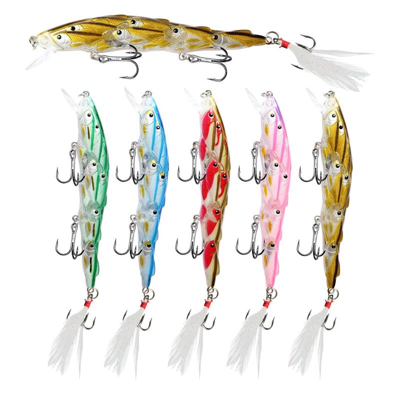 Artificial Fishing Lure with Feather Hook, Eye-catching Simulation Fishing Bait, Fishing Lure, Outdoor Fishing Accessories