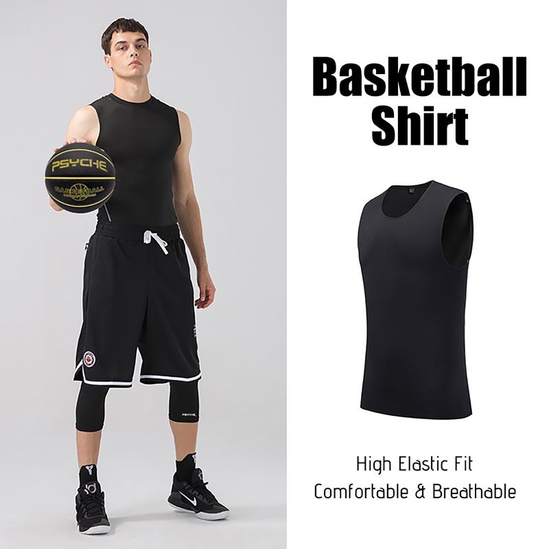 PSYCHE Men's Basketball Vest 1 2 3 Pack Solid Color Round Neck Fitting Sports Quick Dry fit Breathable Skin Sportswear for Gym Workout Running Basketball tops