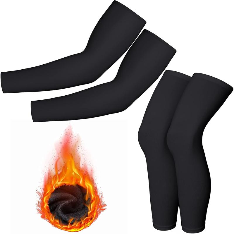 4 Pieces Thermal Arm Warmer Cycling Arm Warmers for Men Women Full Length Warmers Arm Sleeves Leg Outdoor