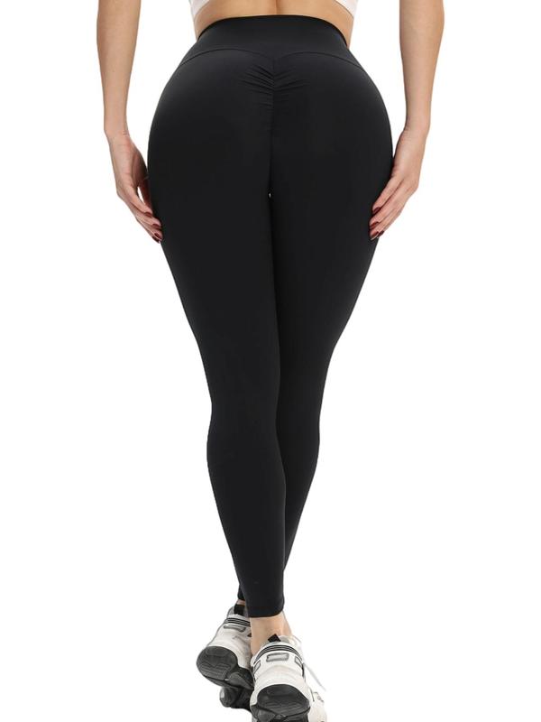 Women's Solid High Waist Sports Leggings, Tummy Control Skinny Pants, High Stretch Seamless Legging for Yoga Gym Workout Exercise, Please Purchase A Size Up