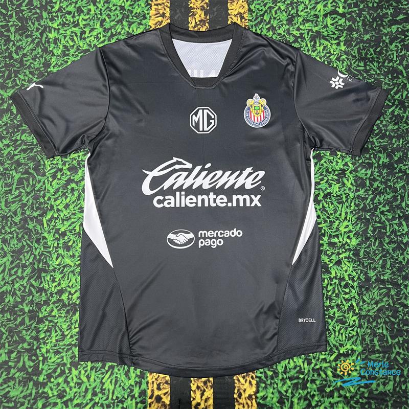 2425 Chivas CD Guadalajara Home Jersey Vintage Mexico Black Stripe Short Sleeve Top Football Jersey LIGAMX