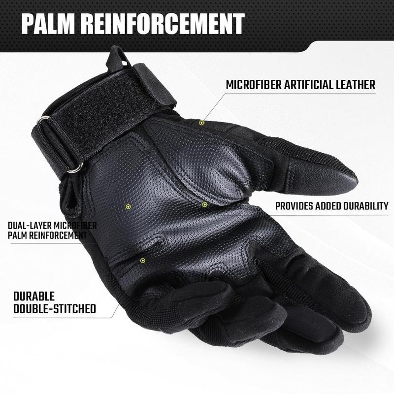 Full Finger Sports Gloves, 1 Pair Touch Screen Hard Knuckle Shell Breathable Sports Gloves Gear for Riding Hiking Combat Working Outdoor, Christmas Gift