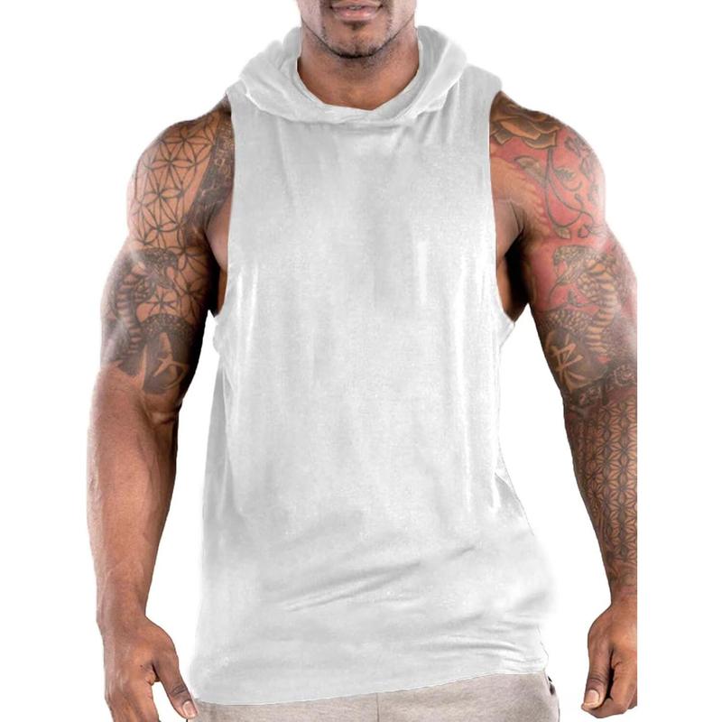 Men's Workout Hooded Tank Tops Sports Training Sleeveless Gym Hoodies Fitness Bodybuilding Cut Off Muscle Shirts