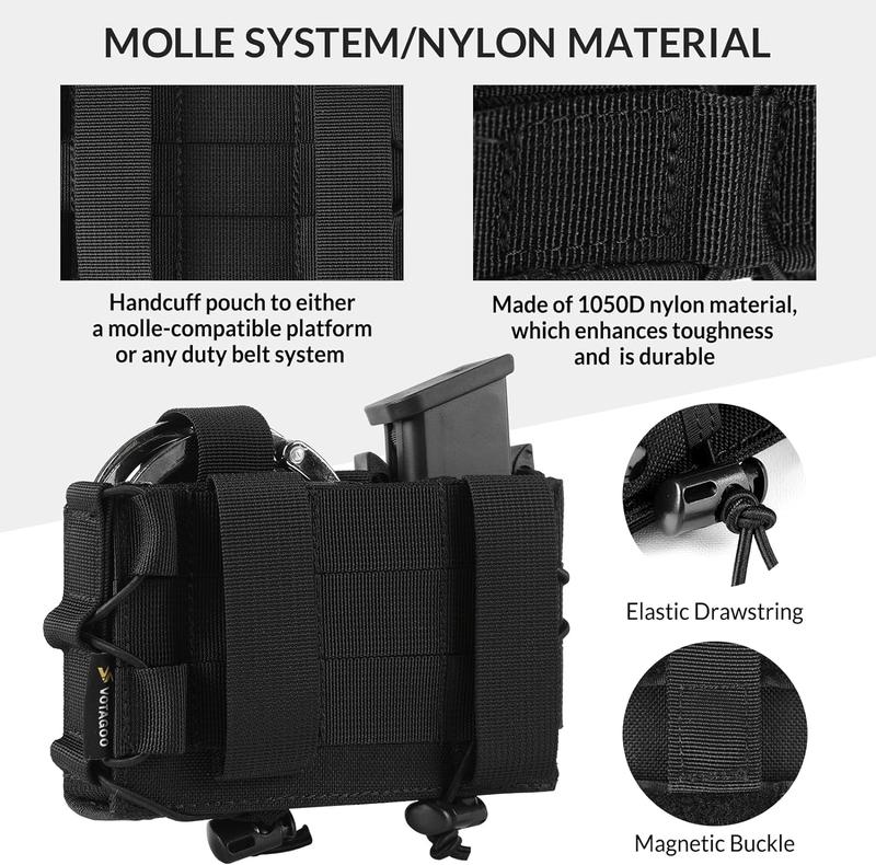 VOTAGOO Combo Handcuff Mag Pouch Case for Molle Compatible with Various Tactical Belts