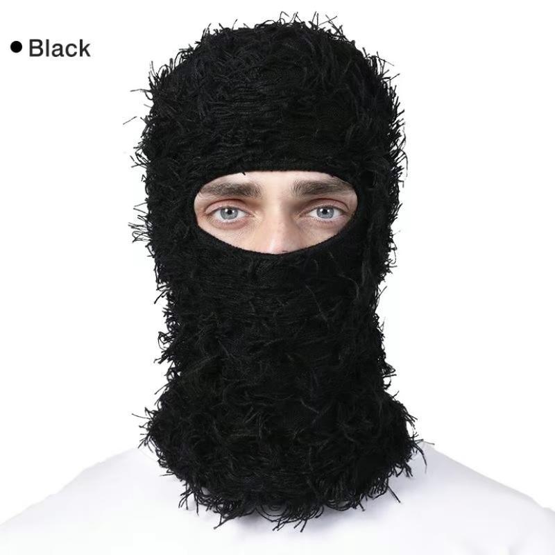 Distressed Knit Balaclava Ski Mask - Windproof Full Face Cover for Male Female-FashionY2k Accessories As Gift, Cool FemaleMale Accessories