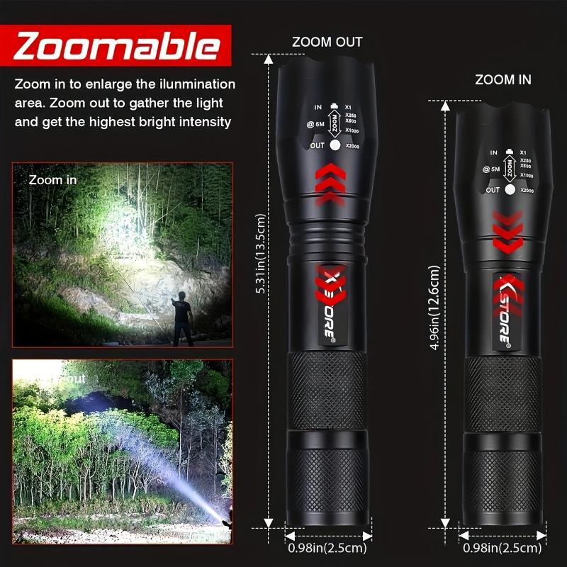 10pcs X.store 1000Lumens LED Flashlight, Super Bright 5Modes Mini Portable Torch For Camping Outdoor Emergency (Not Include Battery)