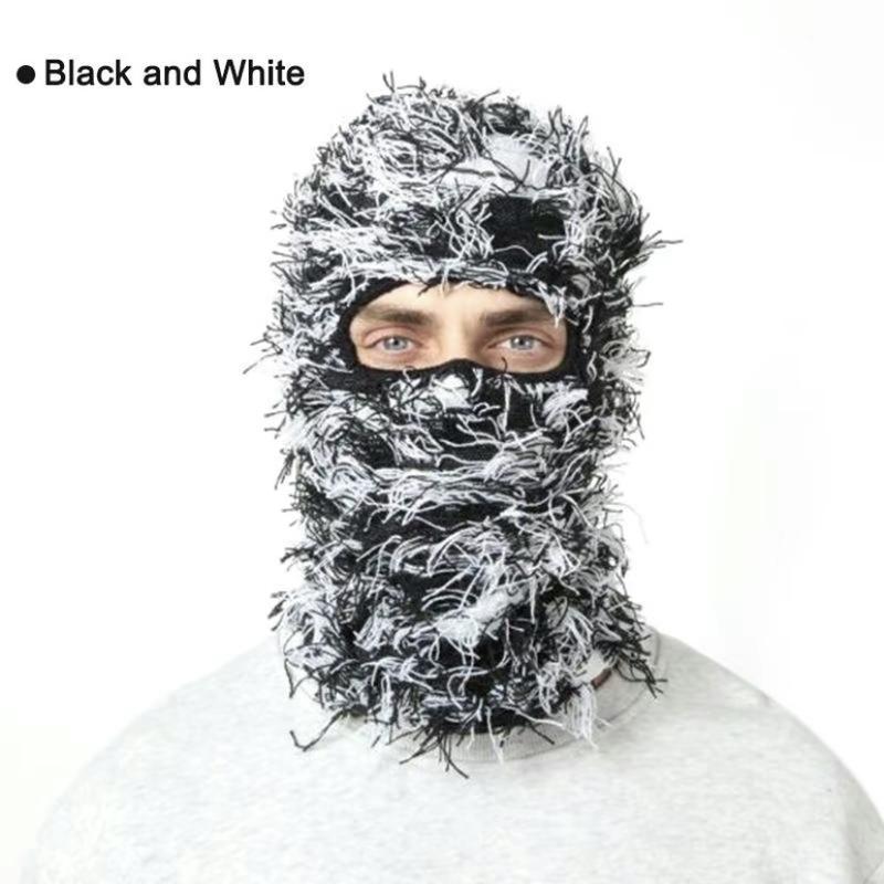 Distressed Knit Balaclava Ski Mask - Windproof Full Face Cover for Male Female-FashionY2k Accessories As Gift, Cool FemaleMale Accessories