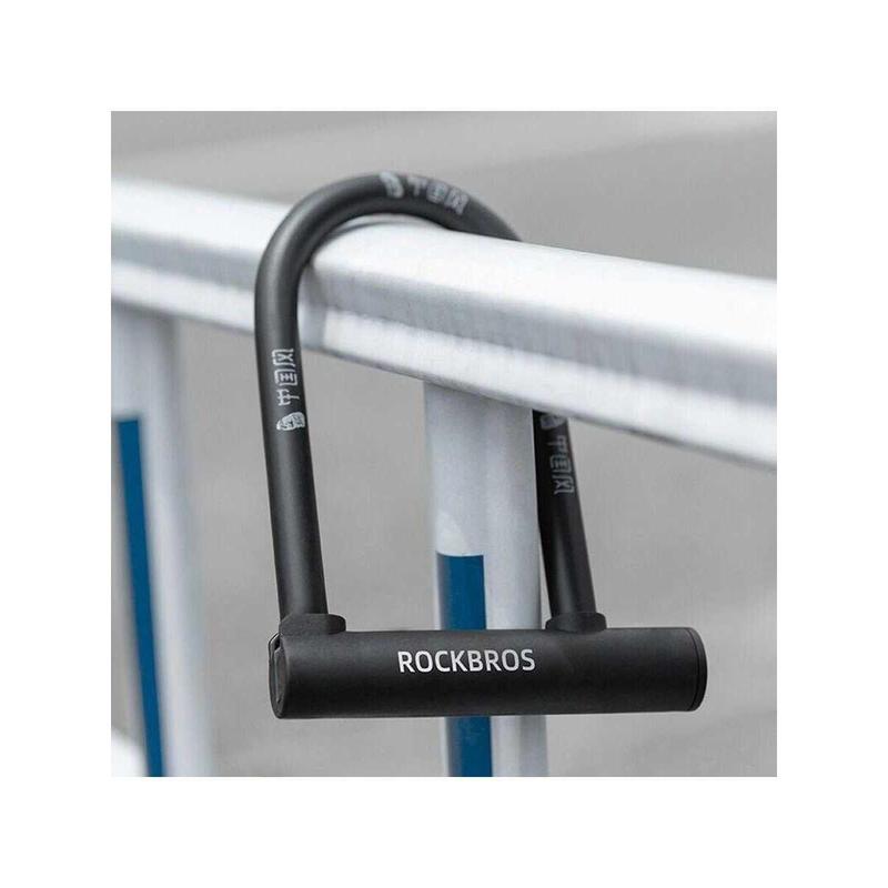 ROCKBROS Bicycle U-lock Steel Carbon Bike Lock Anti Theft w  2 keys Black Lock