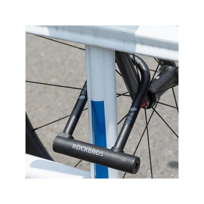 ROCKBROS Bicycle U-lock Steel Carbon Bike Lock Anti Theft w  2 keys Black Lock