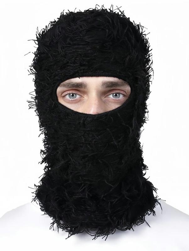 Distressed Knit Balaclava Ski Mask - Windproof Full Face Cover for Male Female-FashionY2k Accessories As Gift, Cool FemaleMale Accessories