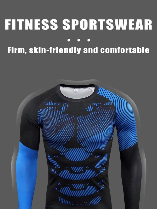 Men's Camo Print Long Sleeve Tee & Pants & Shorts Set, Comfortable Breathable Sports Outfits, Men's Sportswear Set for Gym Workout Running