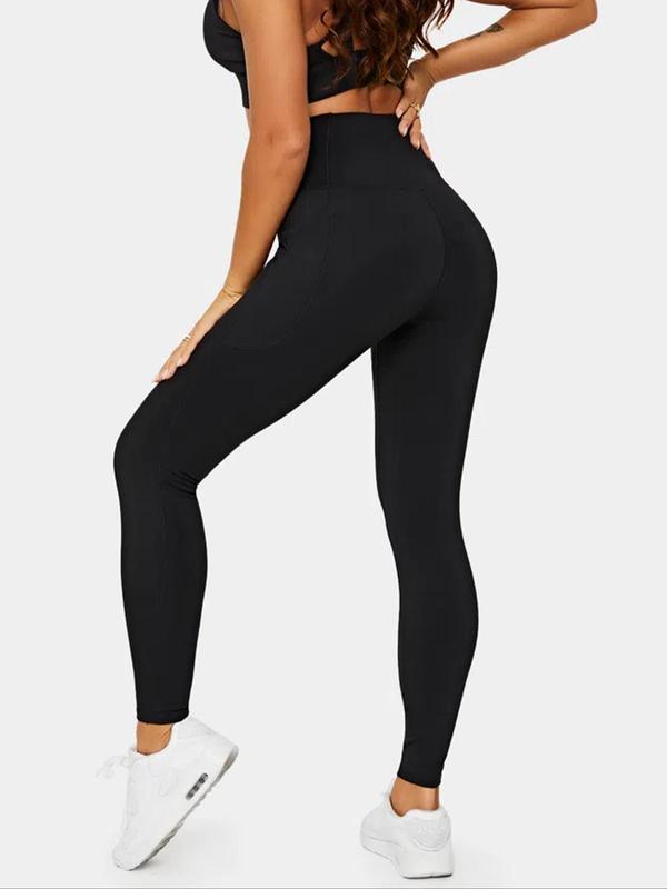 Women's Solid High Waist Leggings, Tummy Control Butt Lift Skinny Pants, High Stretch Seamless Yoga Legging, Ladies' Sportswear Clothing For Indoor Outdoor Wear