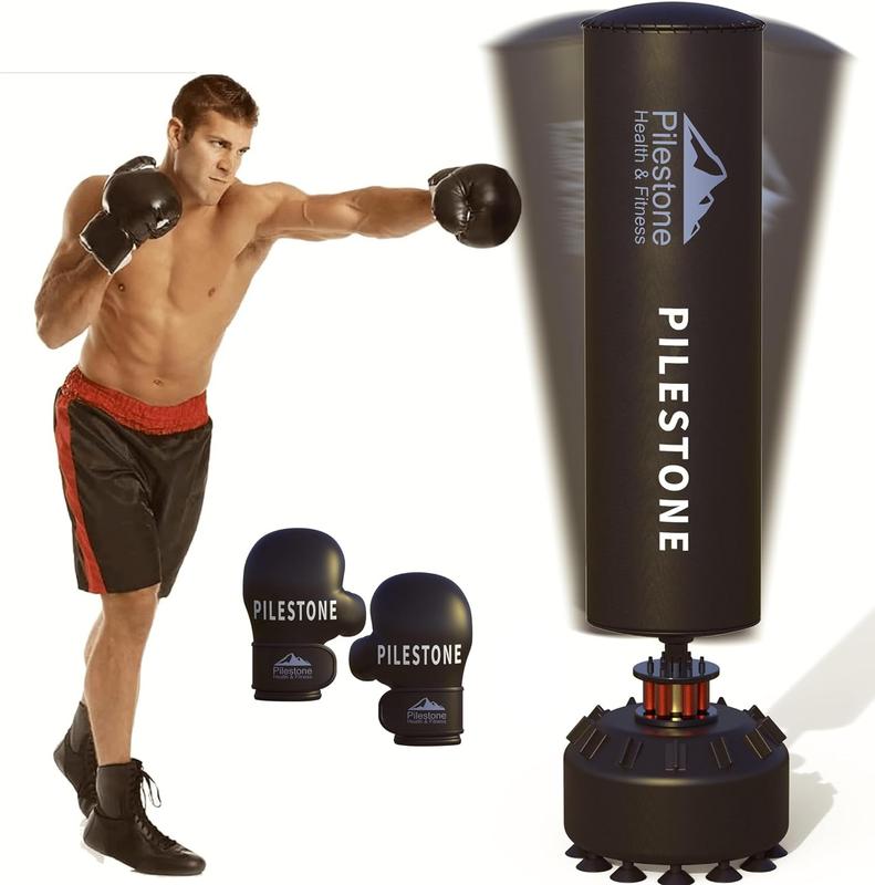 Freestanding Punching Bag 70''-205lbs with Boxing Gloves - Heavy Boxing Bag for Adults and Kids - Stable Suction Cup Base Stand Kickboxing Set for Men and Women