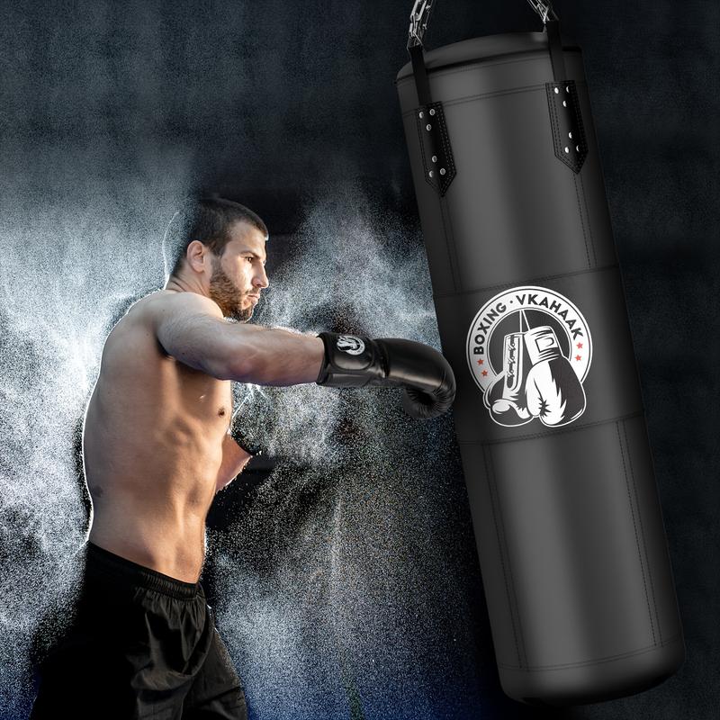 4FT Unfilled Heavy Punching Bag, Boxing Bag Set with 12OZ Punching Gloves, Wraps, Chain, Ceiling Hook for MMA Kickboxing Boxing Karate Muay Thai Taekwondo