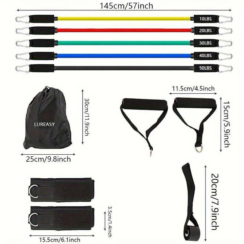 11-Piece Portable Resistance Bands Set - High-Intensity Home Gym Workout Kit, 150 Lbs Total, Durable & Versatile, with Door Anchor, Comfortable Handles, Carry Bag, and Adjustable Legs Ankle Straps