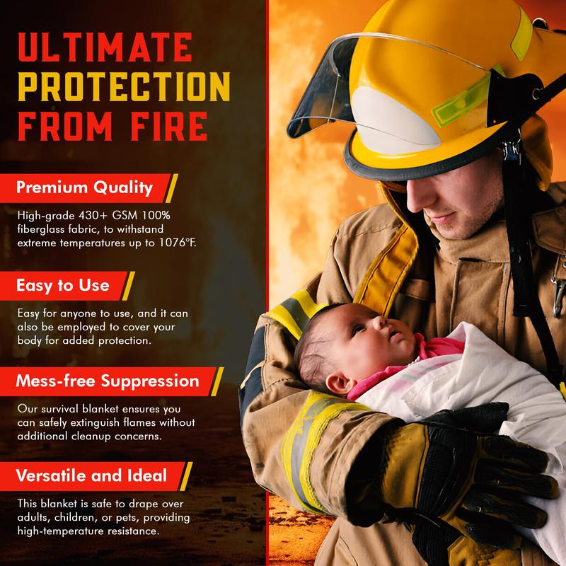 Heat-Resistant Fire Blanket, Quick Fire Safety Solution for Cooking, Electrical, and Camping Fires, Ideal for All-Age Use