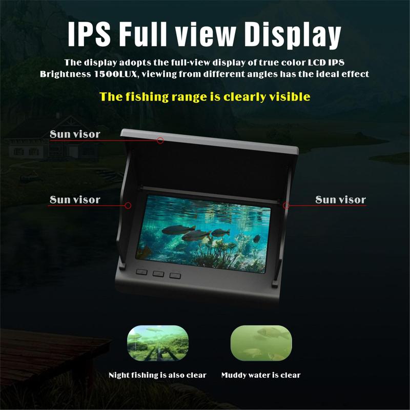 Visible Fish Finder, 1 Count Full View Display Camera with 14 Infrared Night Vision Lights, Suitable for Underwater and Night Fishing, Waterproof HD Fish Detector