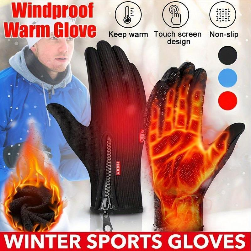 Winter Warm Gloves, 1 Pair Men's and Women's Outdoor Cycling Gloves Warm Plush Lining for Sports, Fishing, Autumn Travel, Waterproof, Windproof and Non-slip Touch Screen Gloves, Birthday Gift, Christmas Gift