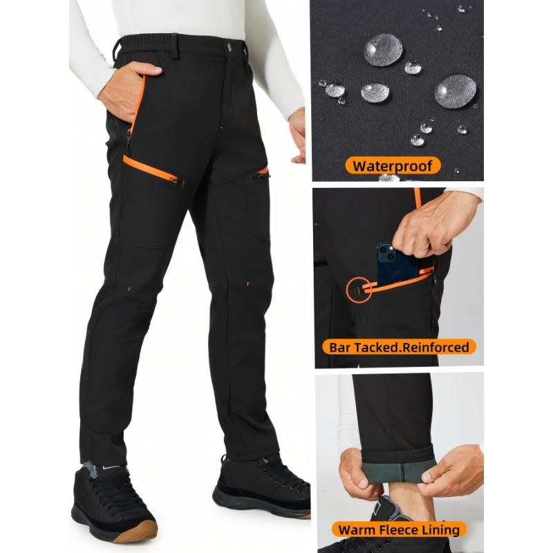 Men's Soft-Shell Fleece Lined Waterproof Snowboard Pants For Outdoor Hiking And Skiing, Autumn And Winter