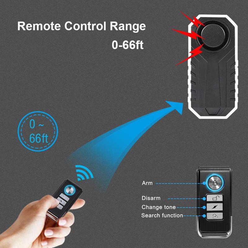 Wireless Bicycle Motorcycle Alarm Remote Control, Waterproof Electric Scooter Bike Security Protect Anti theft Alarms, Motorcycle Accessories