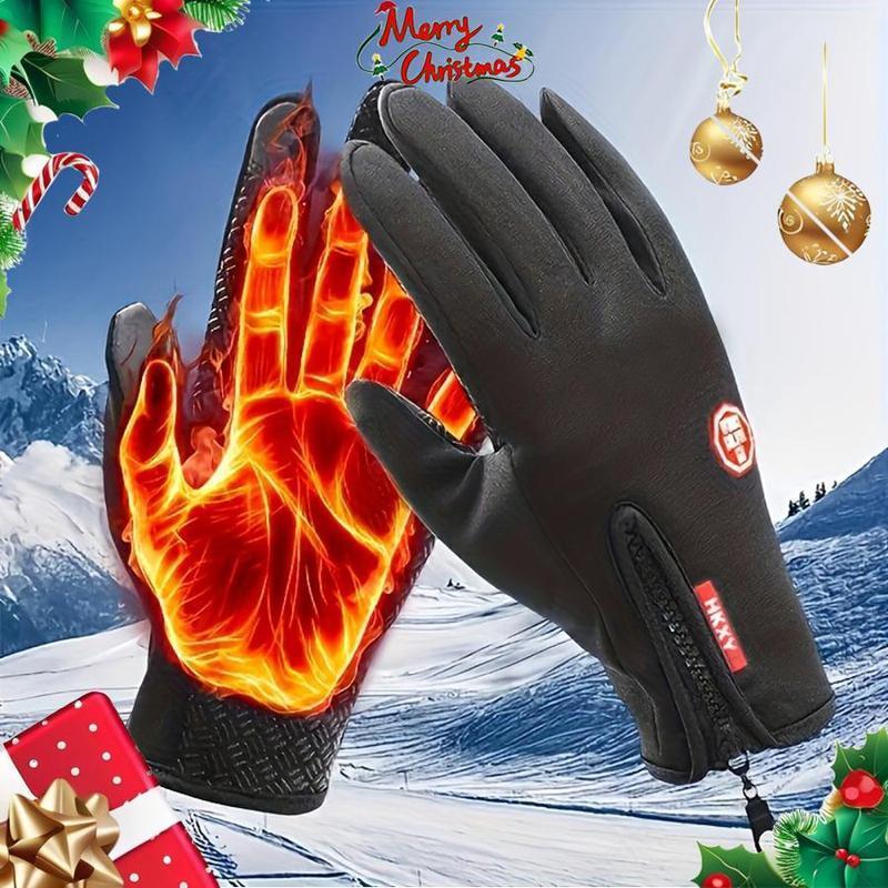 Winter Warm Gloves, 1 Pair Men's and Women's Outdoor Cycling Gloves Warm Plush Lining for Sports, Fishing, Autumn Travel, Waterproof, Windproof and Non-slip Touch Screen Gloves, Birthday Gift, Christmas Gift