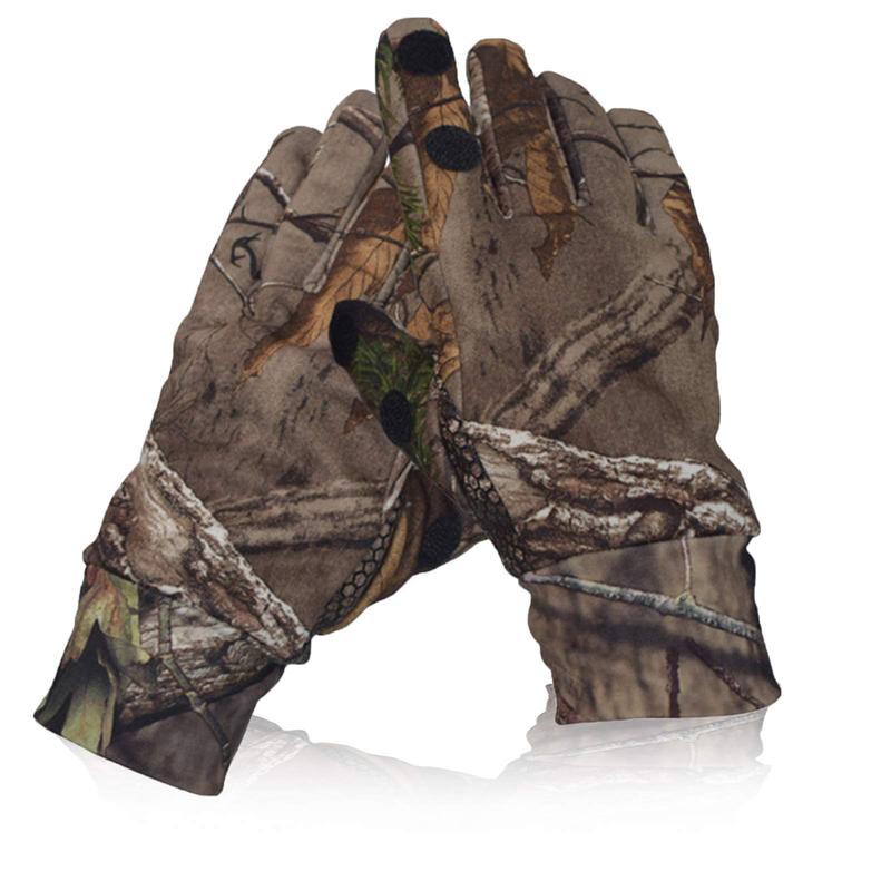 Camo Hunting Gloves, Lightweight Anti-Slip Full Finger Fingerless Glove Outdoor Camouflage Gear Archery Accessories for Hunting Turkey Fishing Airsoft