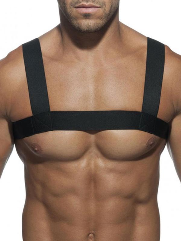 Men's Solid Color Elastic Chest Strap, Sporty Supportive Chest Strap for Gym Fitness Workout, Sports Protective Accessories for Men