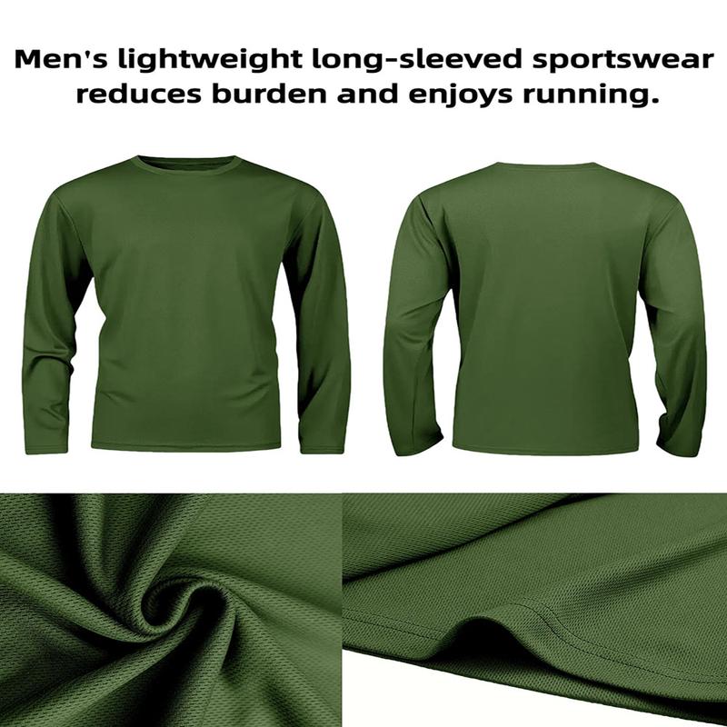 OKP Five Pack Men's UPF Solid Color Round Neck Long Sleeve T-shirt, Breathable Long Sleeve Shirt, Indoor and Outdoor Sportswear Fitness Exercise