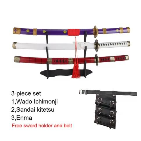 80cm 31.5＂Anime Roronoa Zoro Katana Sword Wooden Enma Purple