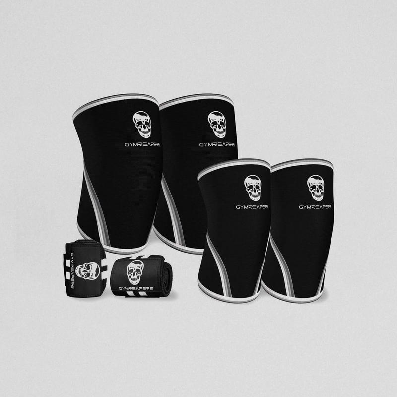 GYMREAPERS Sleeve Kit 7mm Knee Sleeves, 5mm Elbow Sleeves, and 18