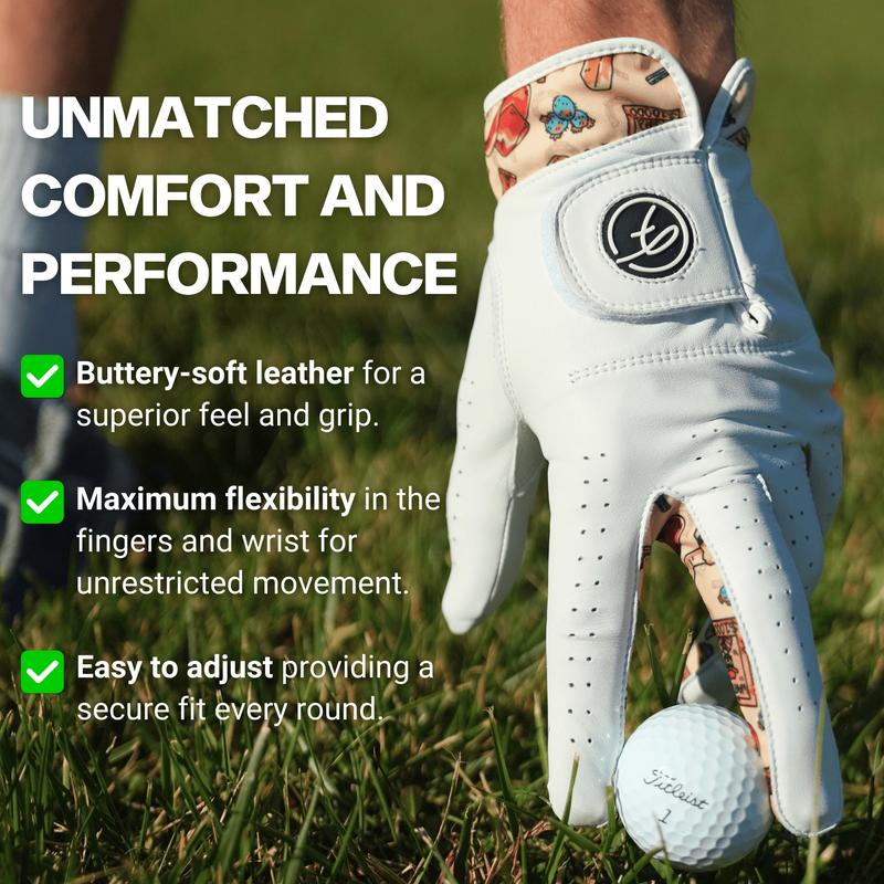 Fore Show Premium Golf Glove – 100% AAA Cabretta Leather Golf Gloves for Men & Women - Left & Right Handed Golfers – Golf Gloves – Left Handed Golf Gloves for Men, Cool Golf Glove Gift Accessory, Premium Skins Golf Tour Edition Glove Funny Golf Glove