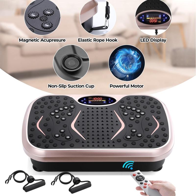 Pirecart 3D Vibration Plate Exercise Machine Full Body Workout Home Platform with Remote Control, Acupressure Nodes, 2 Resistance Bands