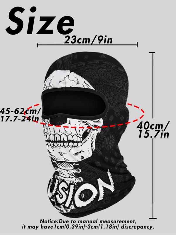 Figure & Skull Print Full Face Mask, Breathable Windproof Sun Protection Face Cover for Cycling Riding Motorcycle, Sports & Outdoor Clothing Accessories