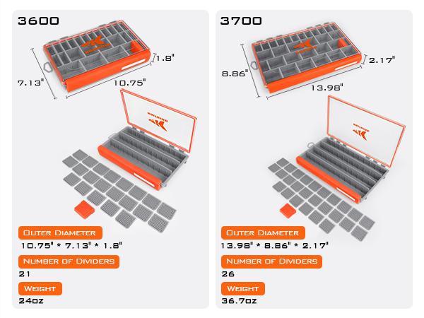 KastKing HyperSeal Waterproof Fishing Tackle Box, Waterproof 3600 and 3700 Tackle Trays, Organizer with Removable Dividers, Lure Box and Terminal Tackle Storage