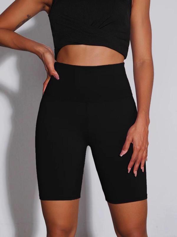 Women's Solid High Waist Biker Shorts, Tummy Control Butt Lift Cycling Shorts, Summer Sports Shorts Leggings, Women's Sportswear & Activewear, Gym Shorts, Summer Clothes Women