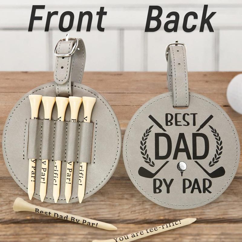 Father' s Day Gifts - Dad Golf Bag Tag with 5 Tees Set, Best Dad By Par, 3-1 4 inch Golf Tees Bulk for Fathers, Funny Birthday Gift from Daughter Son, Christmas Stocking Stuffers Ideas for Men