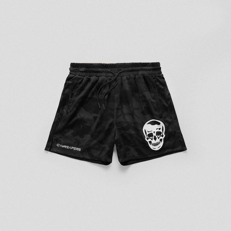 Gymreapers Black Camo Mesh Training Shorts for Men - Lightweight and Breathable