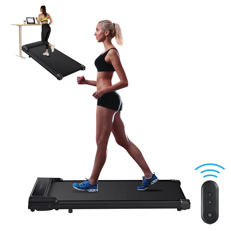 Portable Walkingpad Under Desk Treadmill for Home Office with Remote Control, Shock-Absorption & Knee Protection, Quiet Powerful Motor