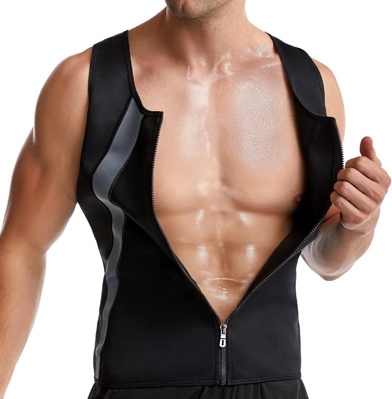 Sauna Suit for Men, Sweat Suits for Weight Loss, Gym Workout Vest with Zipper,Waist Trainer Vests Hot Neoprene Corset