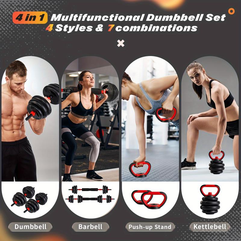 Outdoor&sps1122 dumbbell Adjustable Dumbbell Set, 20 30 70 90lbs Free Weights Set With Upgraded Nut, 4 In 1 Weight Set Used As Kettlebells, Barbell, Push Up Stand, Fitness Exercise For Home Gym, Suitable For Men Women