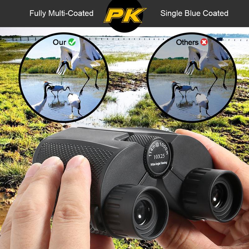 Professional binoculars 10x25 BAK4 prism high magnification portable hunting binoculars