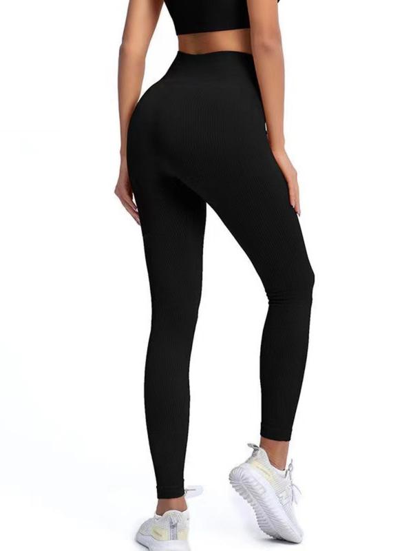 Women's Solid High Waist Sports Leggings, Sporty Comfy Breathable Butt Lifting Skinny Pants for Yoga Gym Workout, Ladies Sportswear for All Seasons