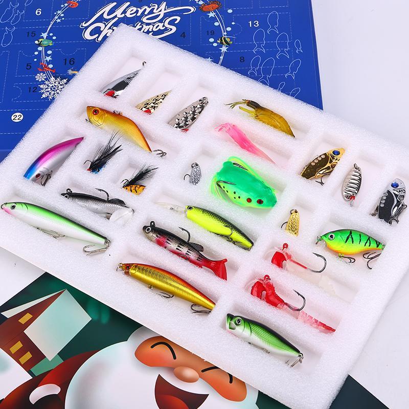 Fishing Lure Calendar, 1 Set 24 Days Fishing Lure Advent Calendar, Fishing Lure Set, Fishing Gift for Adult Men and Teenager Boys, Christmas Gift