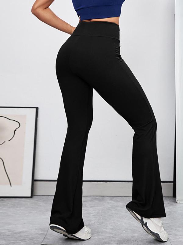 Women's Solid High Waist Flare Leg Sports Leggings, Casual Comfy Breathable Bell Bottom Trousers for Yoga Gym Workout Running, Leggings for Women, Ladies Sportswear for All Seasons