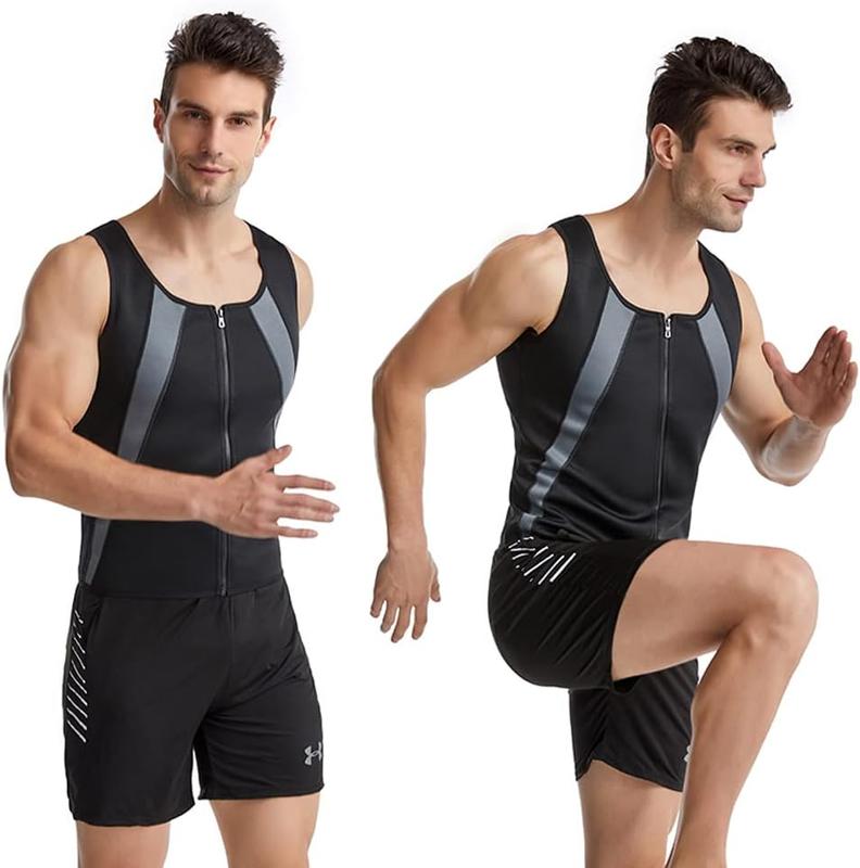 Sauna Suit for Men, Sweat Suits for Weight Loss, Gym Workout Vest with Zipper,Waist Trainer Vests Hot Neoprene Corset