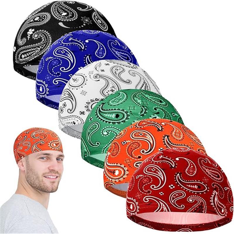 6 Pcs Men Cooling Skull Cap Helmet Liner Sweat Wicking Beanie Head Wrap Bicycle Cycling Running Hat