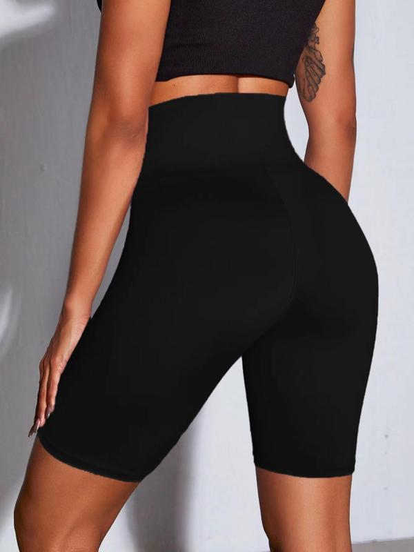 Women's Solid High Waist Biker Shorts, Tummy Control Butt Lift Cycling Shorts, Summer Sports Shorts Leggings, Women's Sportswear & Activewear, Gym Shorts, Summer Clothes Women