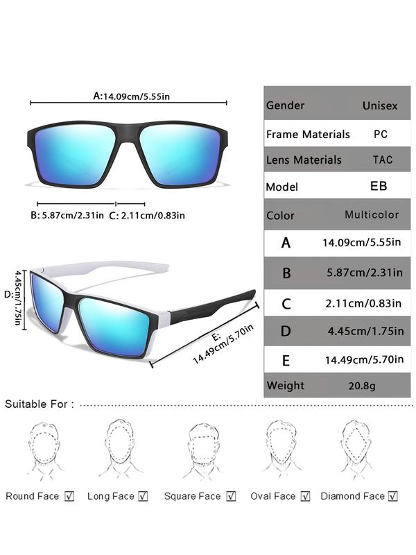 Unisex's Square Frame Sports Sunglasses, Cycling Sunglasses for Men & Women, Outdoor Sports Eyewear for Cycling, Running, Fishing, Driving